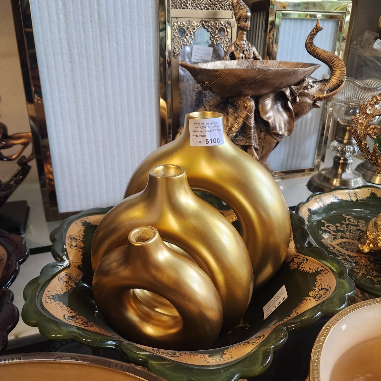 Gold Donut Vase or a Hollow Circular Vases