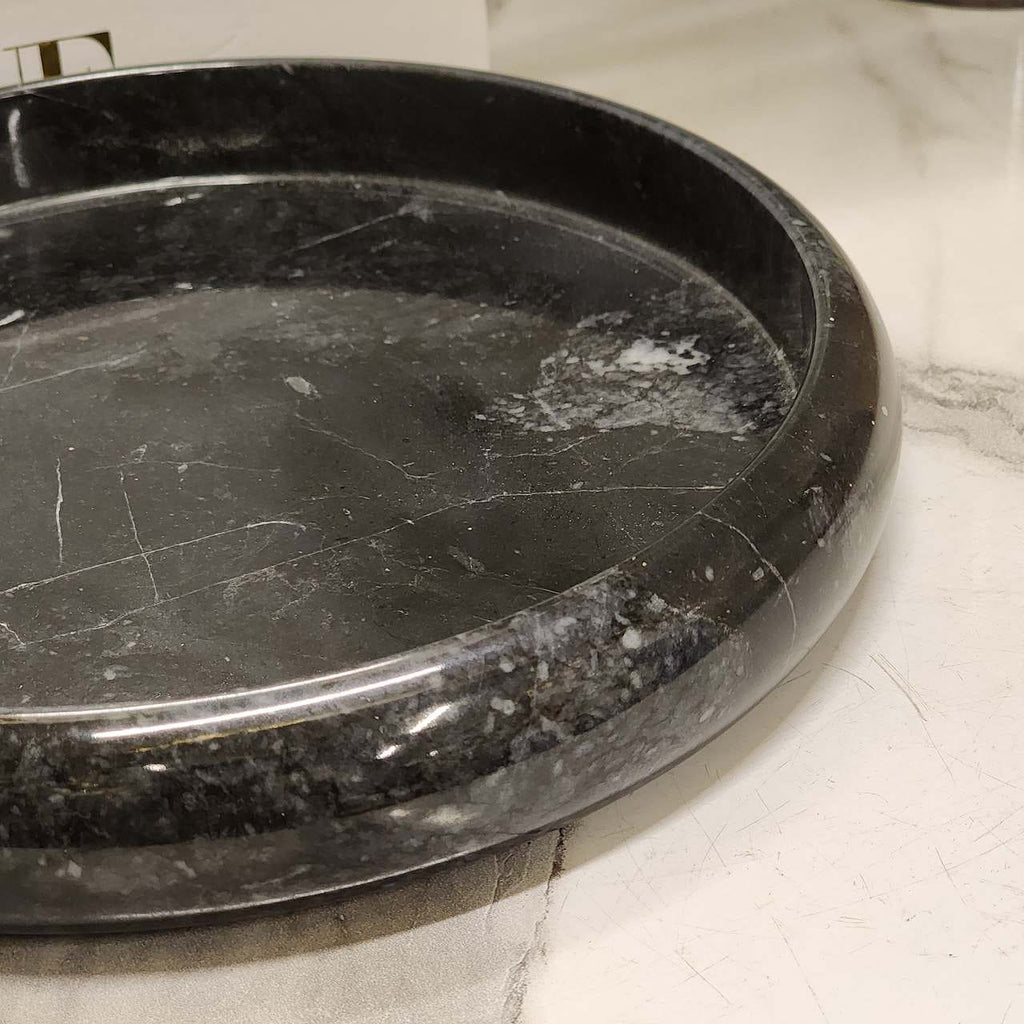 Black Marble Round Decorative Tray