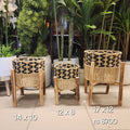 Zoya Handwoven Jute Planter Set with Wooden Stands