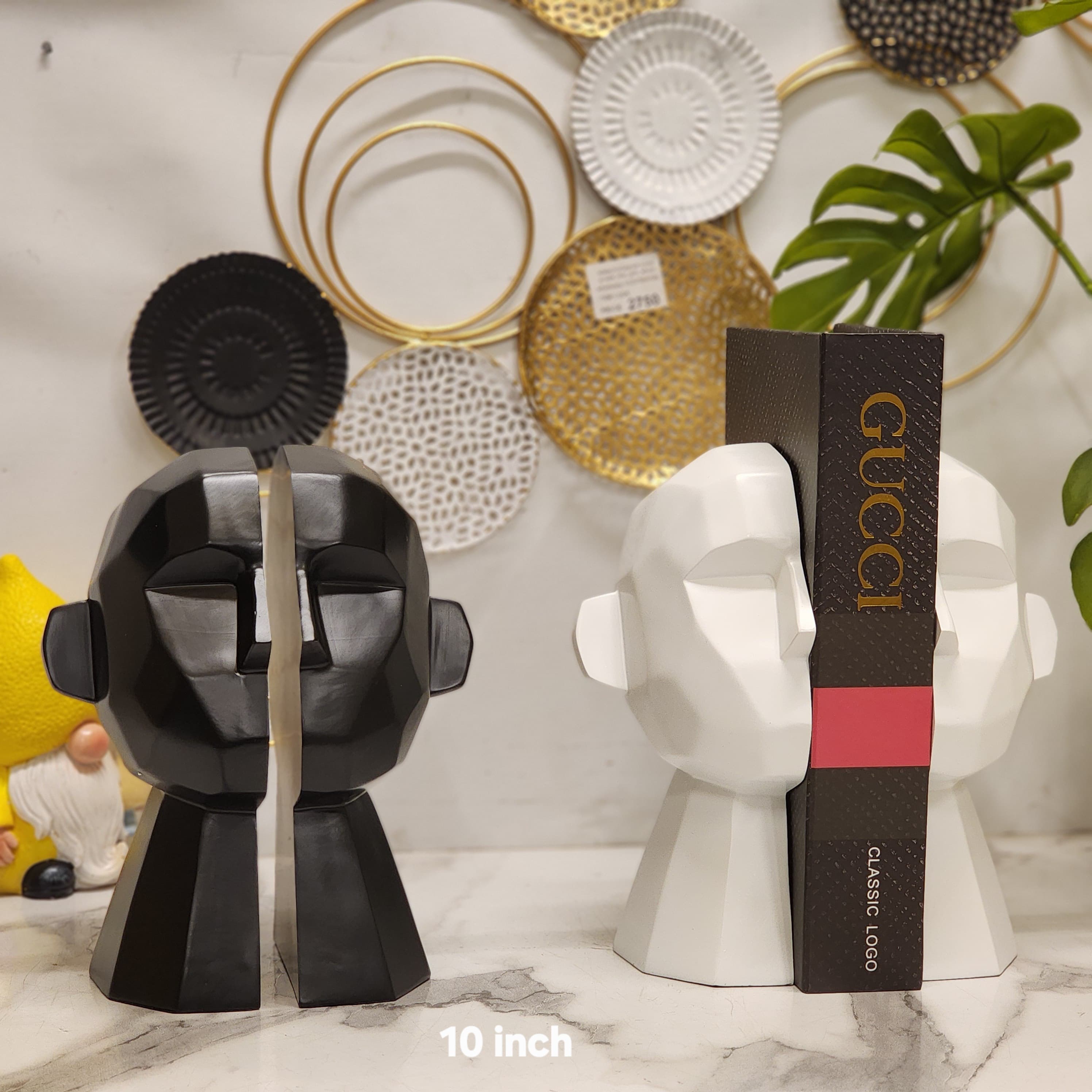 Abstract Geometric Human Face Bookends