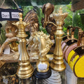 Chess-themed pedestal sculptures