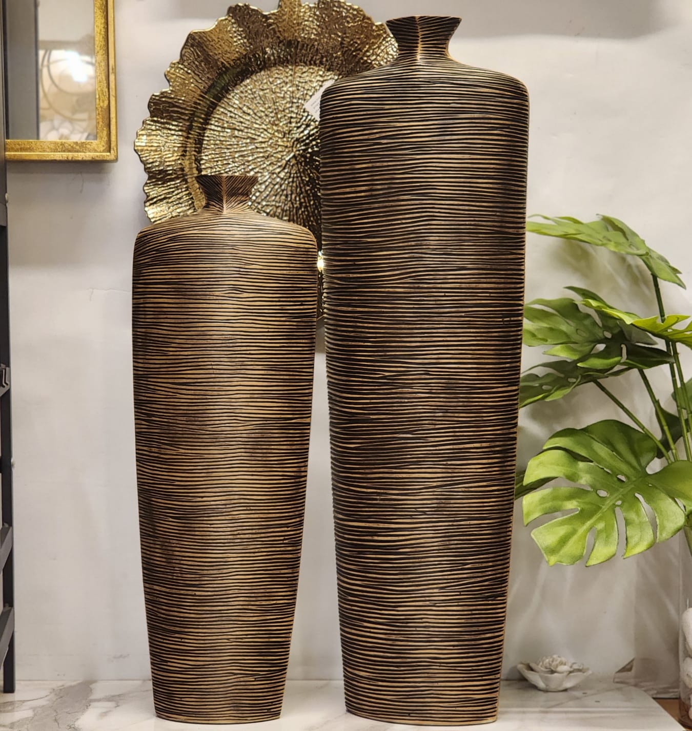 Ribbed Tall Floor Vases
