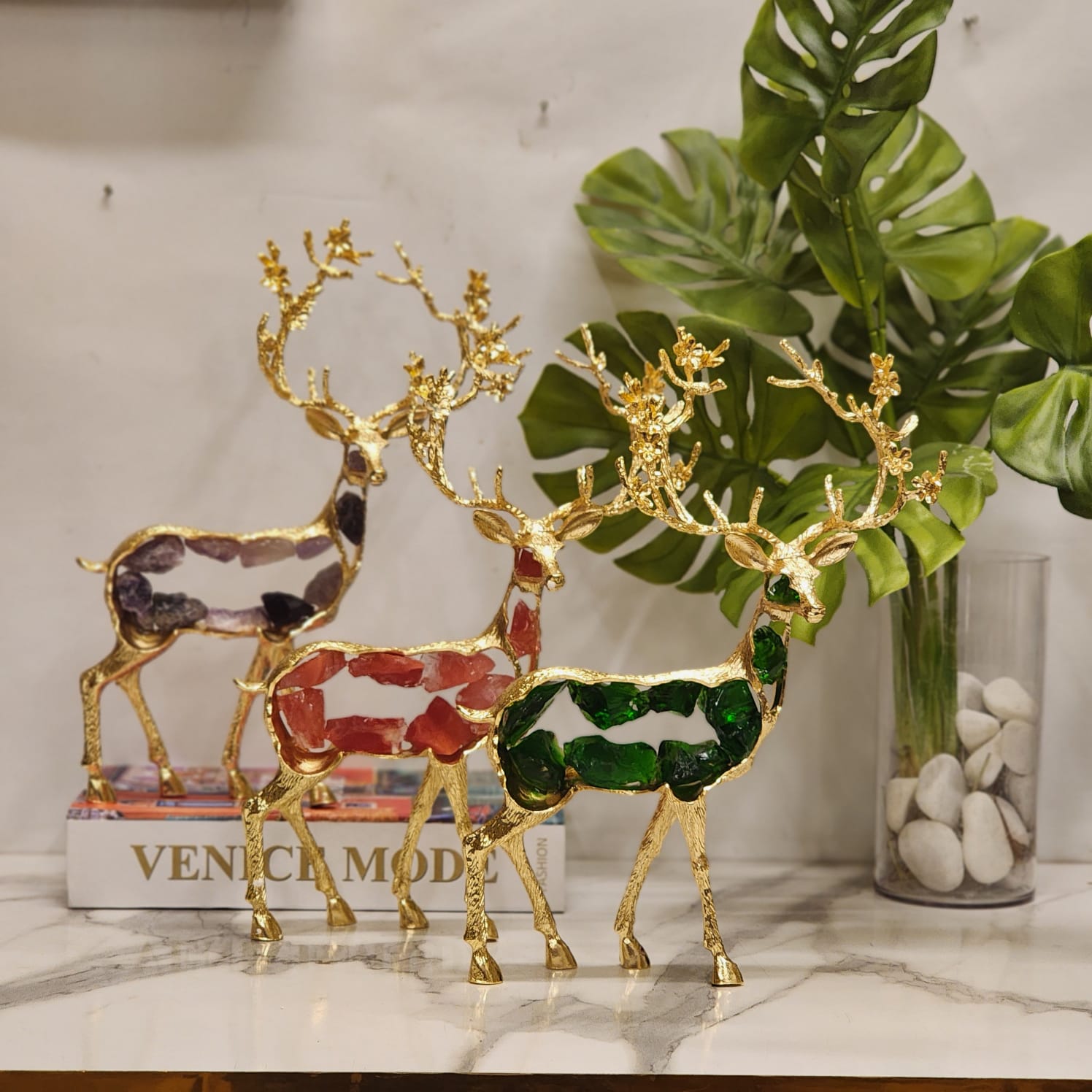 Crystal Gemstone Deer Figurines