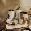 White and Gold Ceramic Bathroom Accessory Set