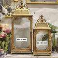 Antique Gold Metal Frame Candle Lanterns