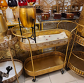 Gold ornate 4-tier rolling bar cart