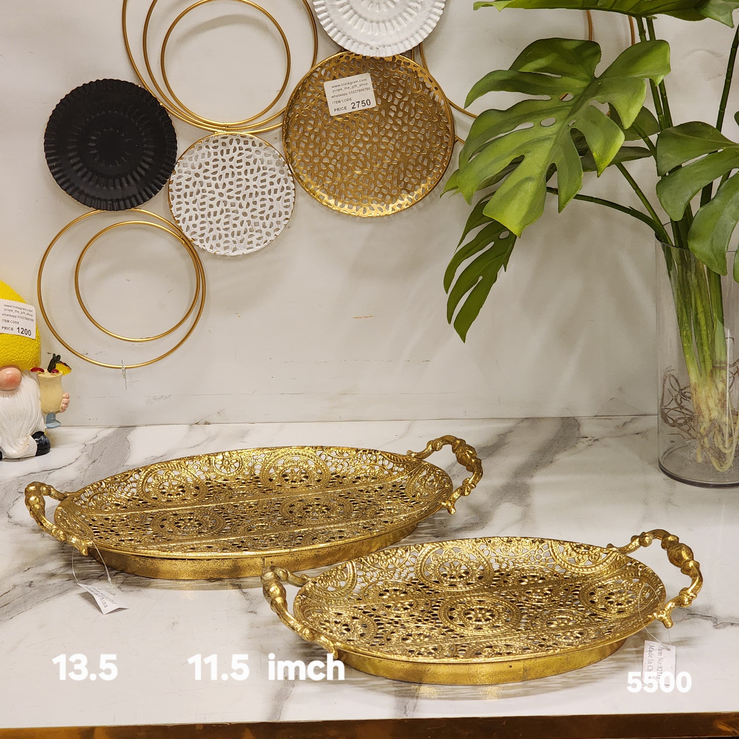 gold filigree decorative trays