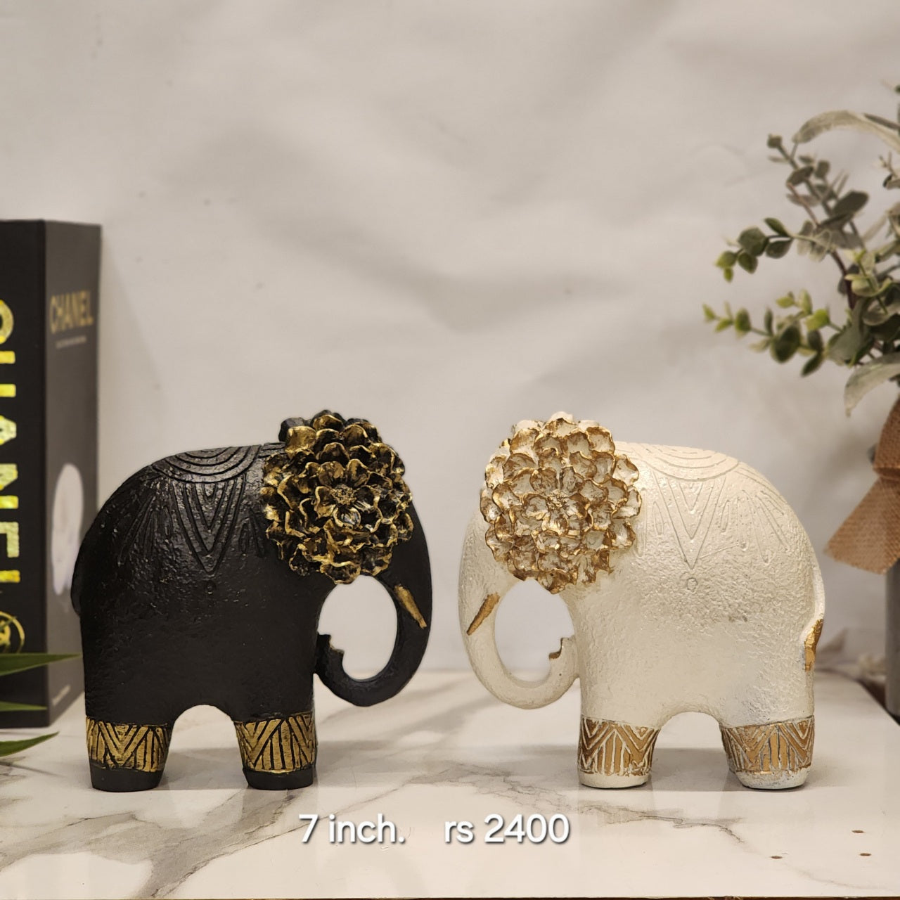 Floral Elephant Figurines