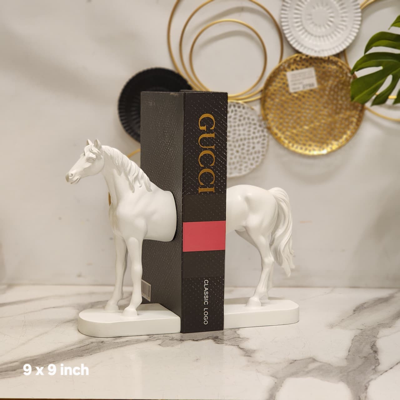 White Resin Horse Bookend Set