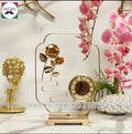 Props gold metal decorative desk clock with floral accents