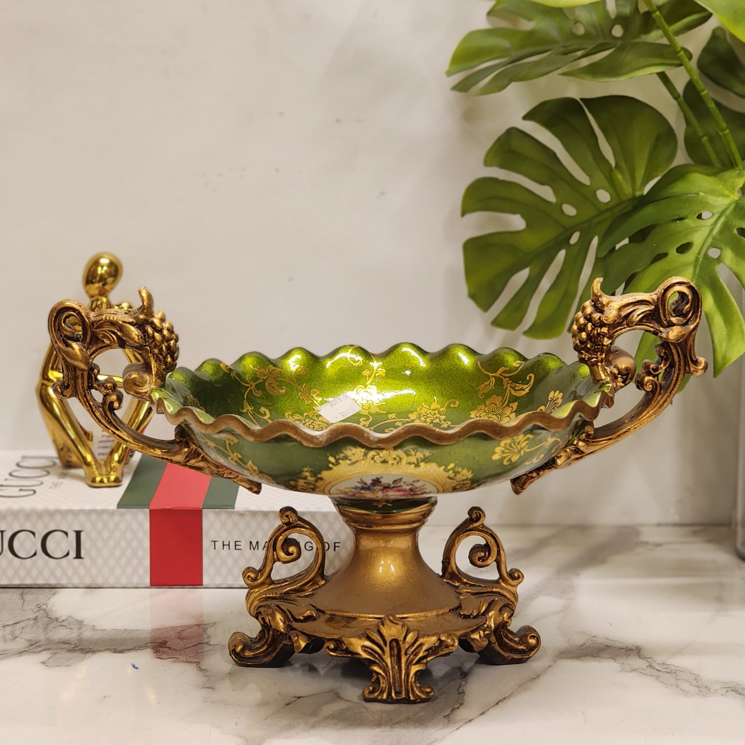 Vintage French-style Gilt Bronze and Enameled Centerpiece Bowl