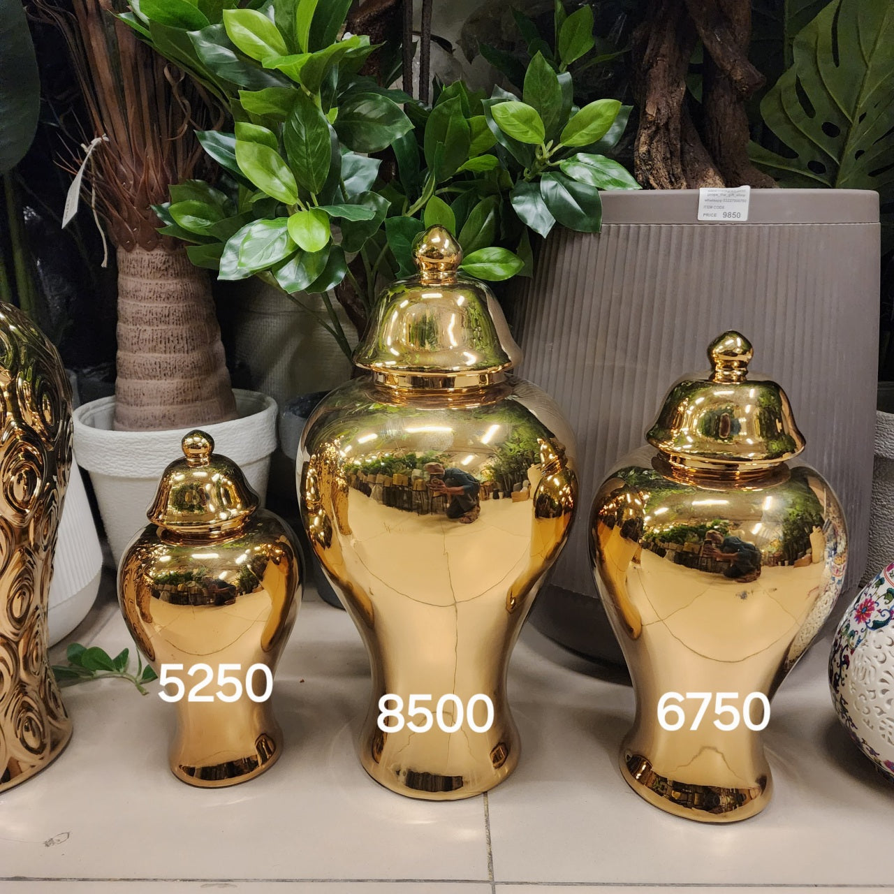 Gold-Plated Ceramic Ginger Jars