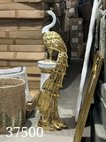 Large Golden Peacock Floor Statue