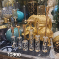 Acrylic and Gold Metal Candle Holder Set.