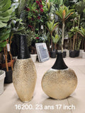 Hammered Gold and Black Metal Floor Vases