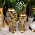 Gold Leaf Cutout Floor Vases
