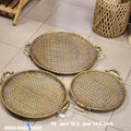The Riviera Woven Rattan Serving Tray Set
