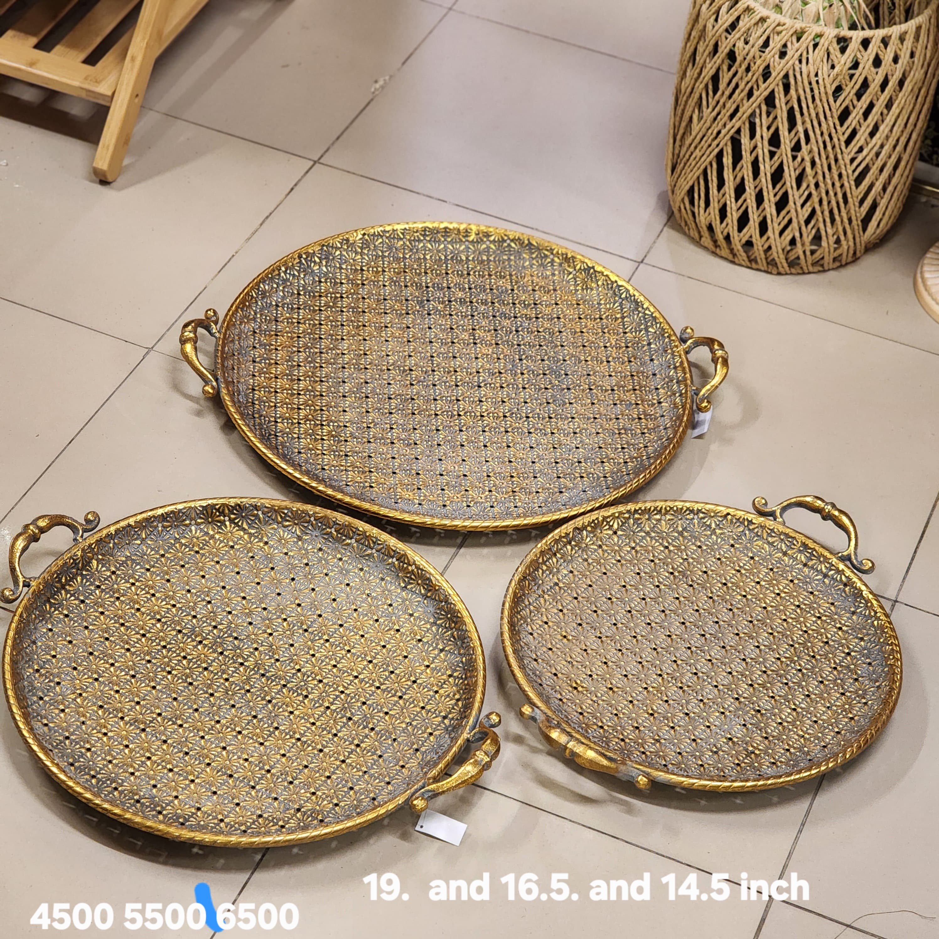 The Riviera Woven Rattan Serving Tray Set
