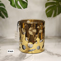 Gold cutout hurricane candle holder
