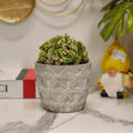 Faux Boxwood Topiary Ball in a Geometric Triangle Concrete Planter