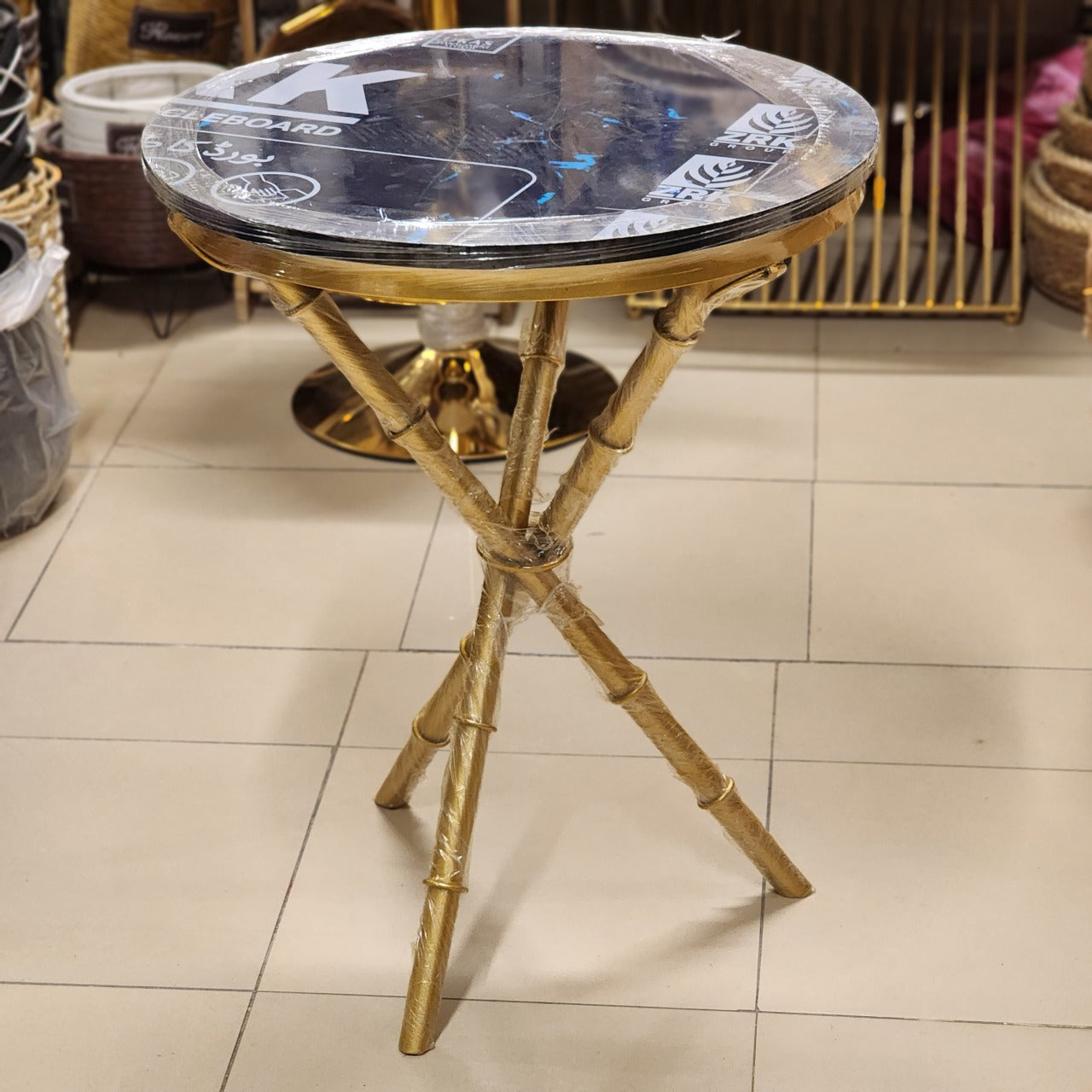 Bamboo-Style Tripod Side Table