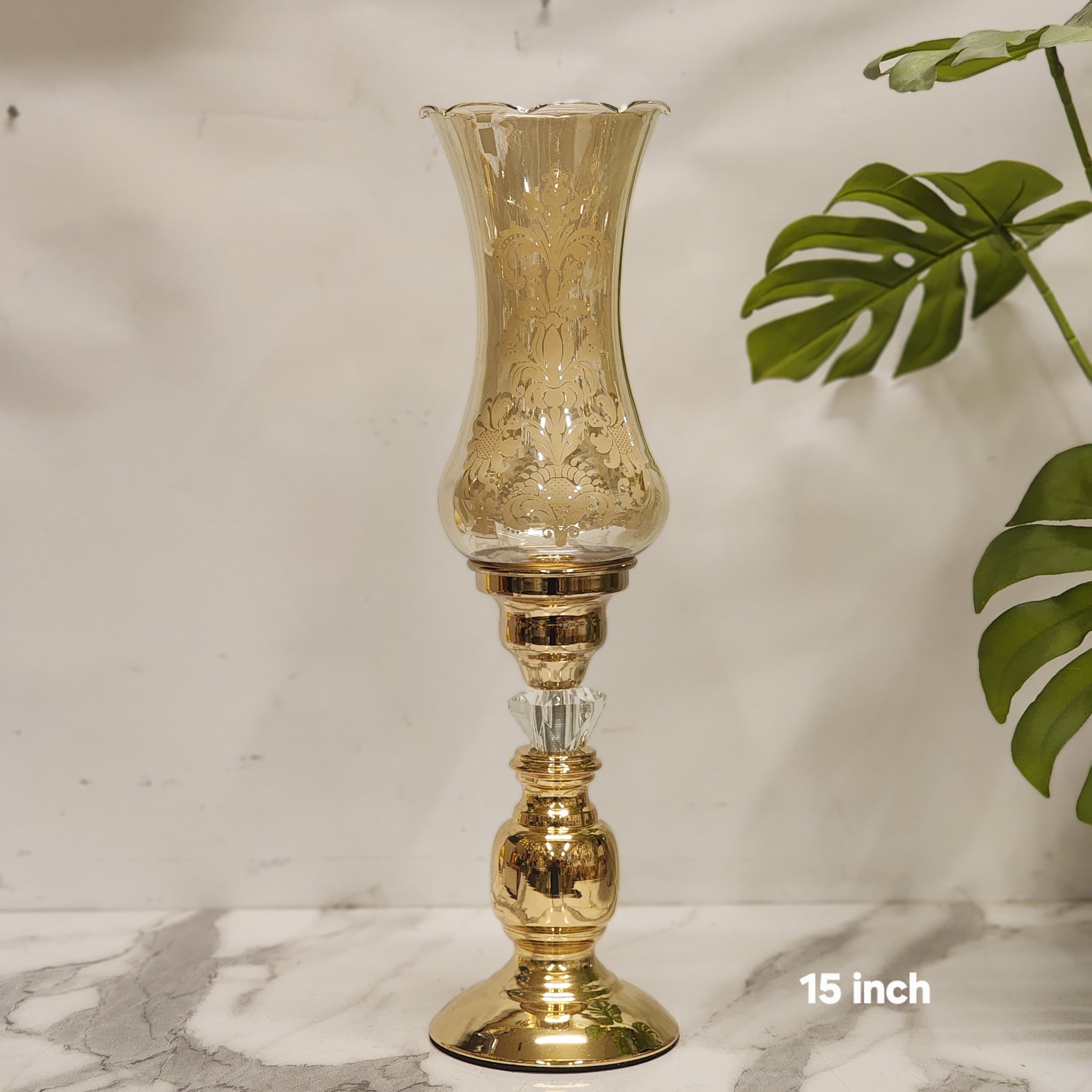 Golden Hurricane Glass Candle Holder