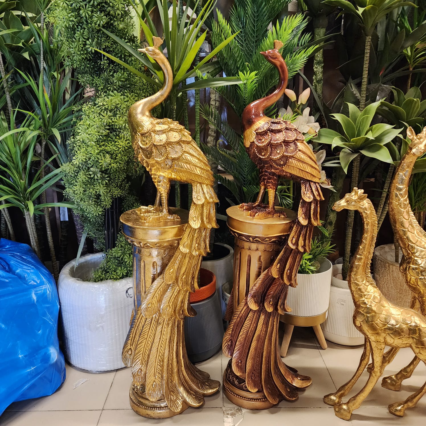 Peacock Pedestal Statues