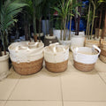 Two-tone woven baskets