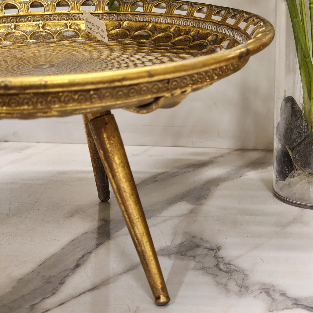 Gold Metal Pedestal Cake Stand / Serving Platter