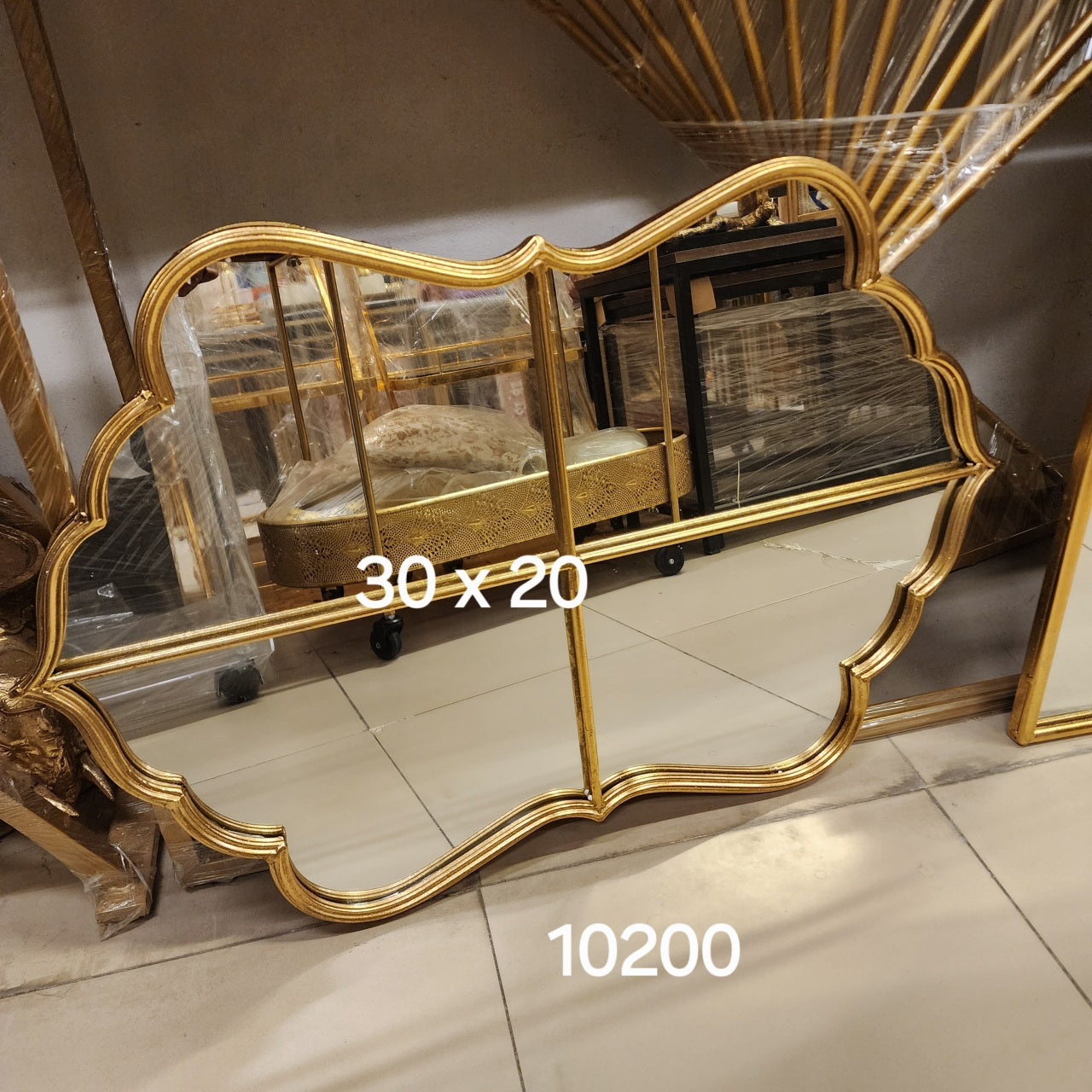 Cloud shape gold metal wall mirror