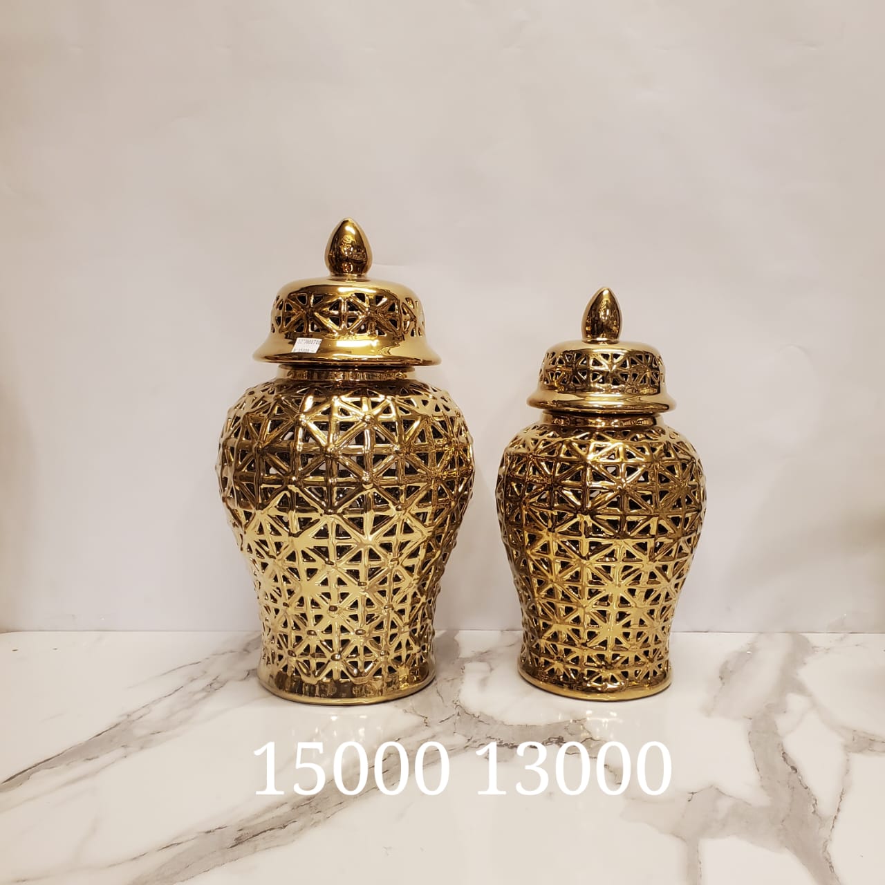 Gold Lattice Ginger Jars
