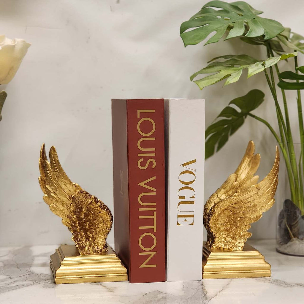 Golden Angel Wings Bookends