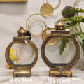 antique gold circular tabletop lantern