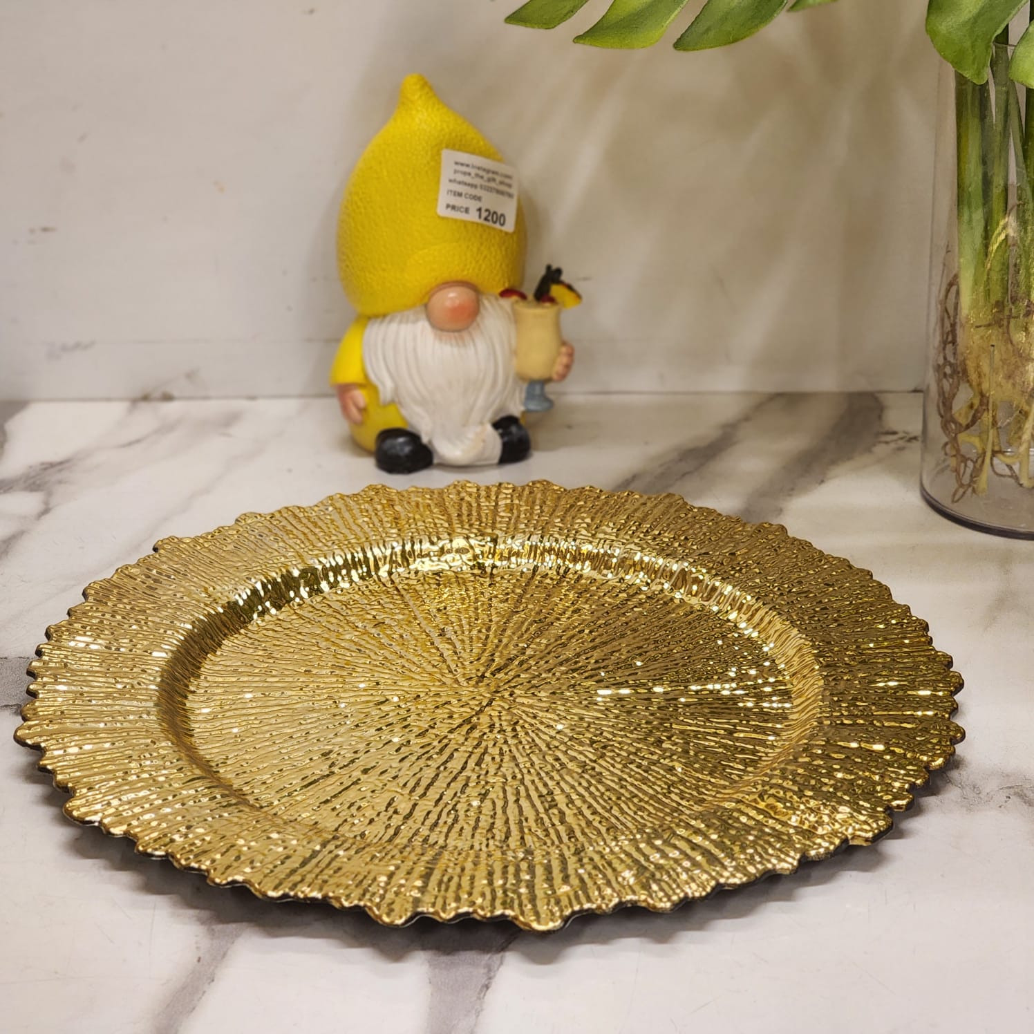 gold textured reef charger plate