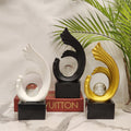Modern Abstract Wave Sculpture with Crystal Ball