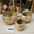 Gold Basketweave Textured Metal Planters