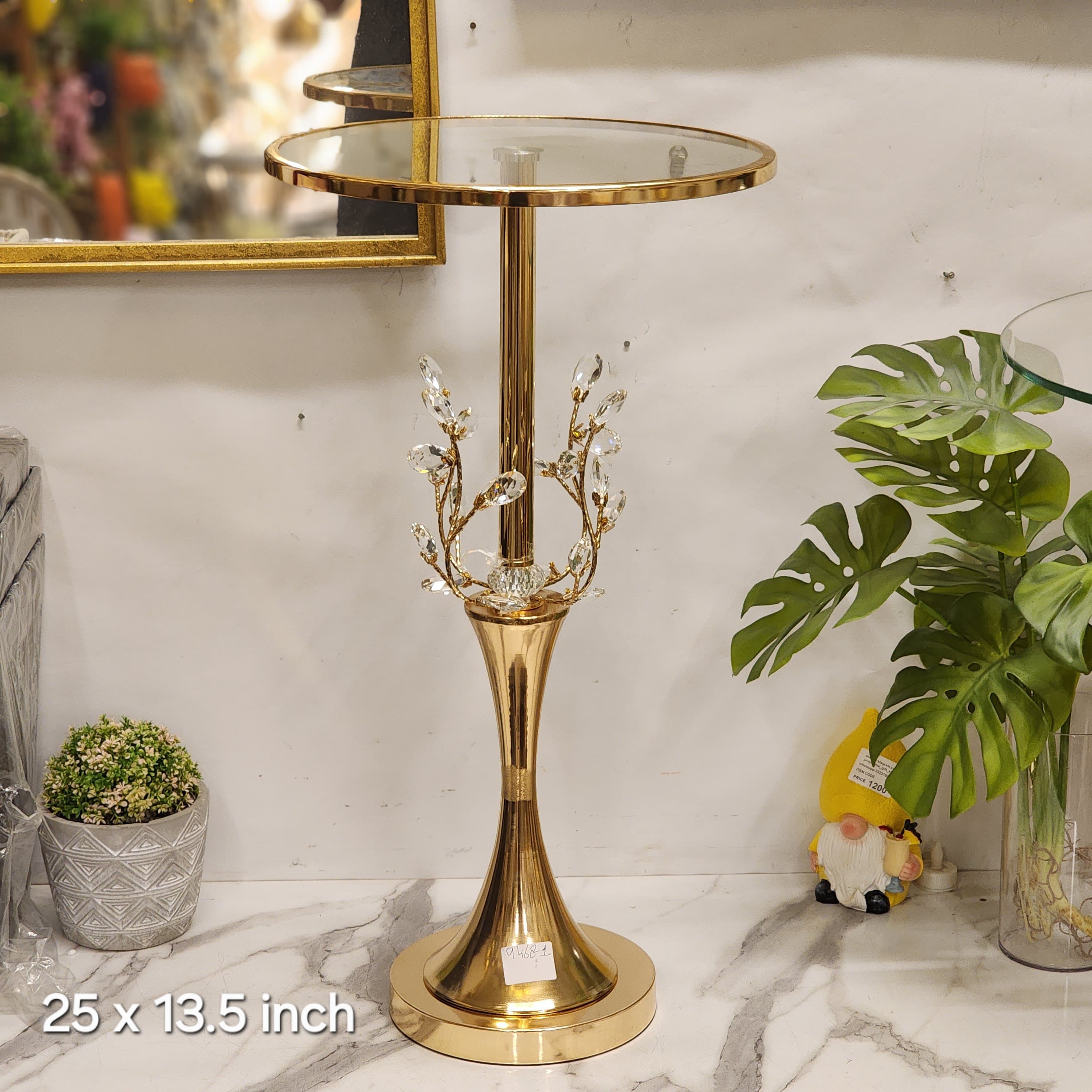 crystal-embellished gold accent table