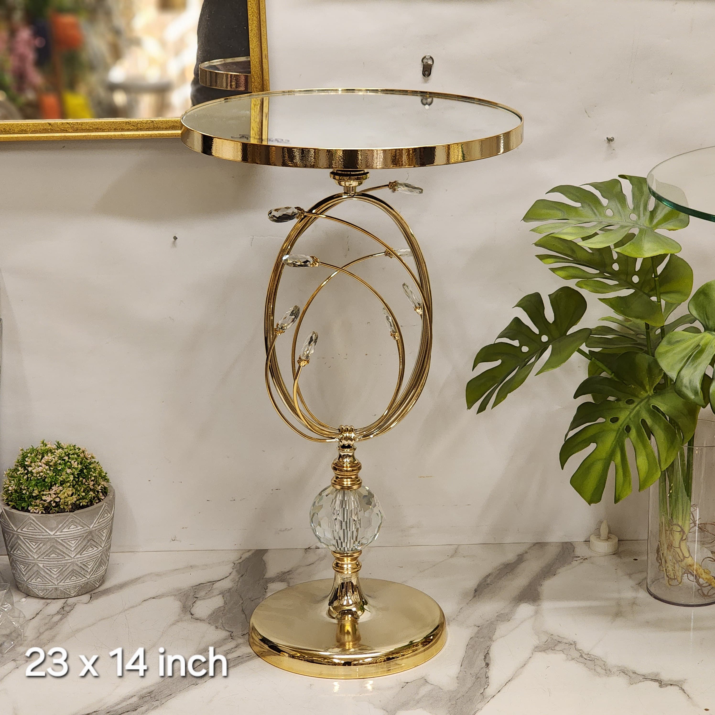 crystal-embellished gold accent table