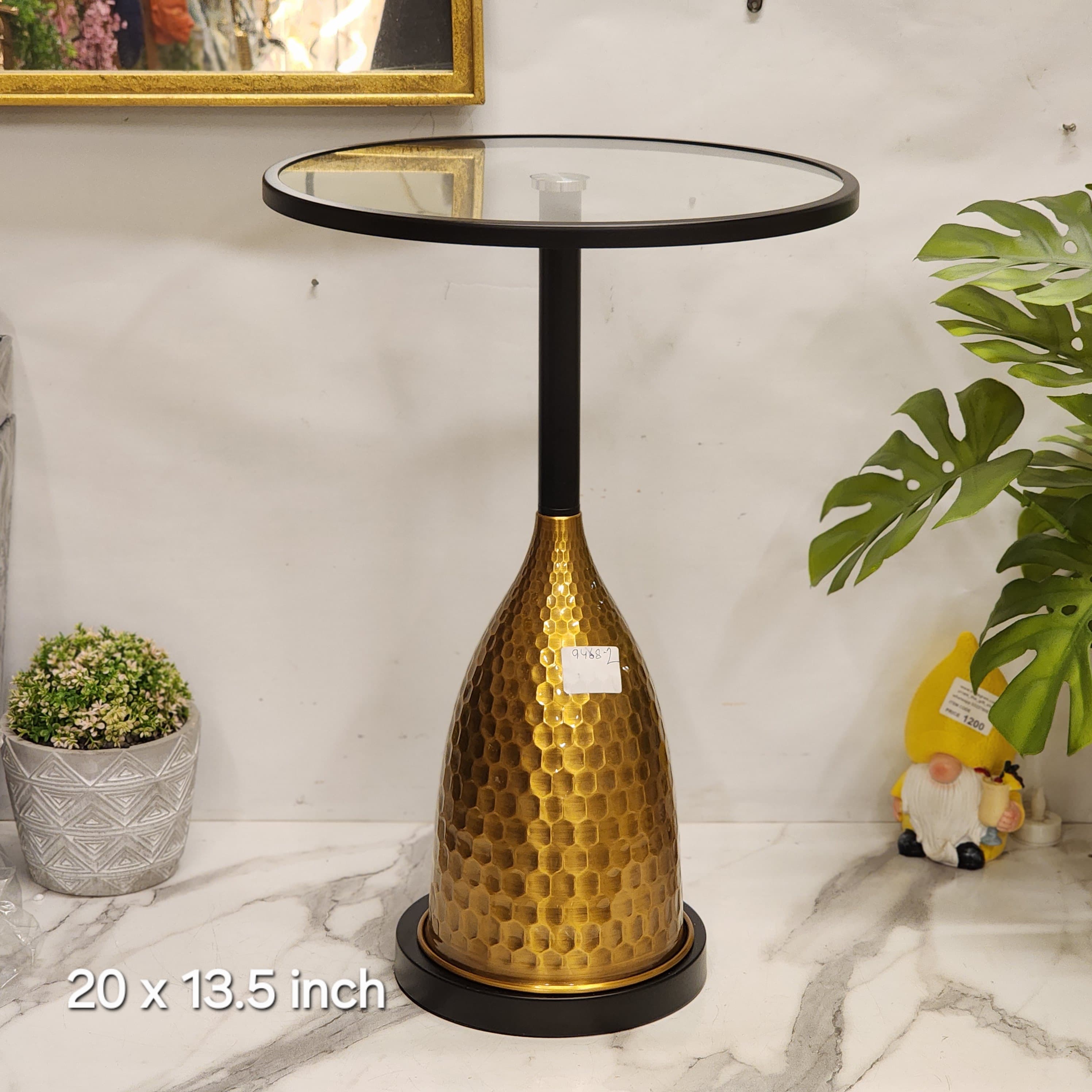 glass-top pedestal side table