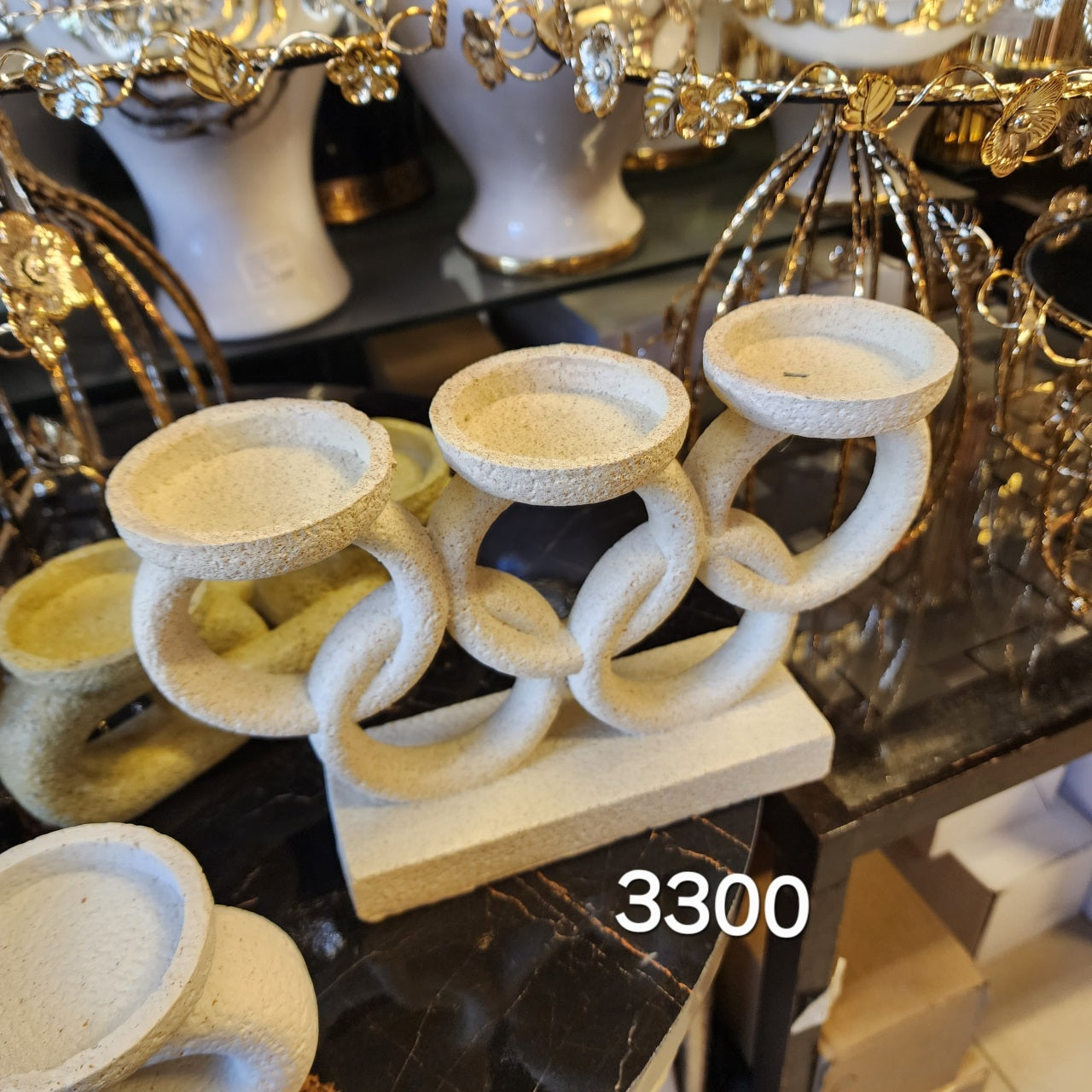 Triple Interlocking Ring Candle Holder