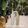 Hammered Gold and Textured White Floor Vases