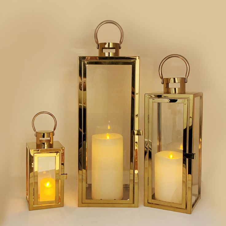 Gold Pillar Candle Lantern