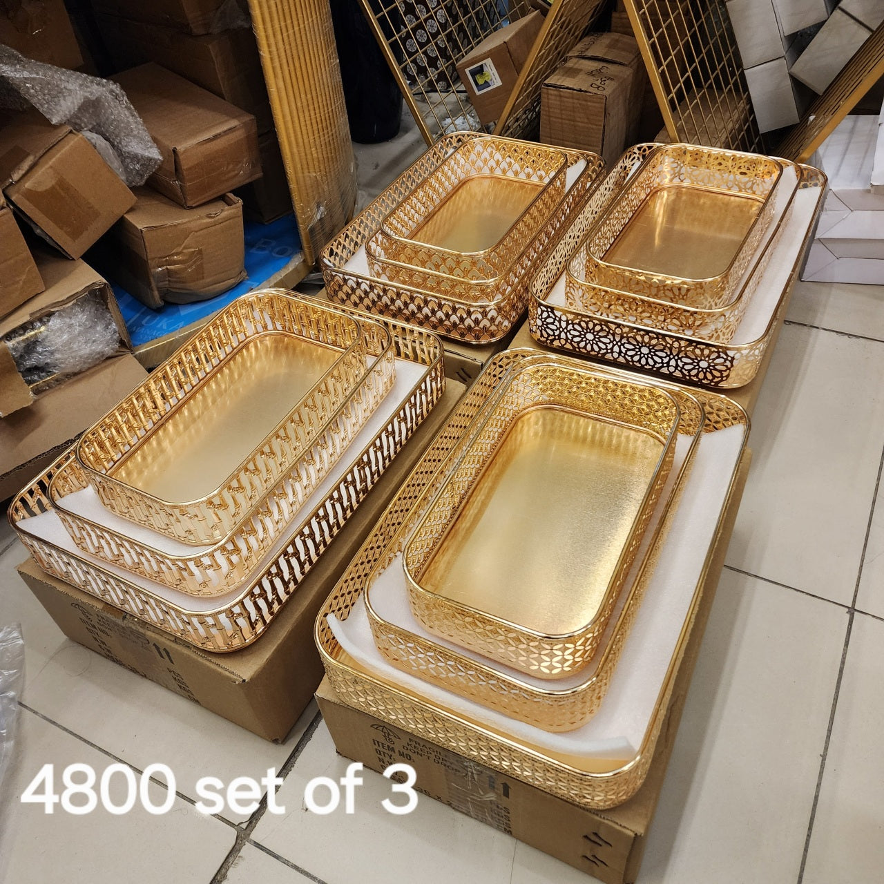 Gold Geometric Serving Trays