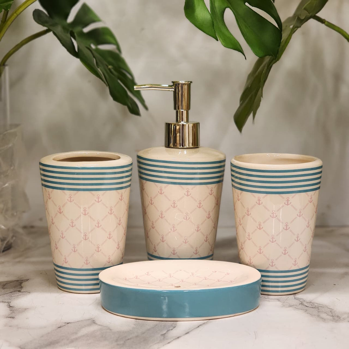 Nautical Ceramic Bathroom Accessory Set