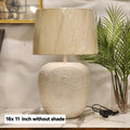 textured ceramic table lamp with a tapered drum shade