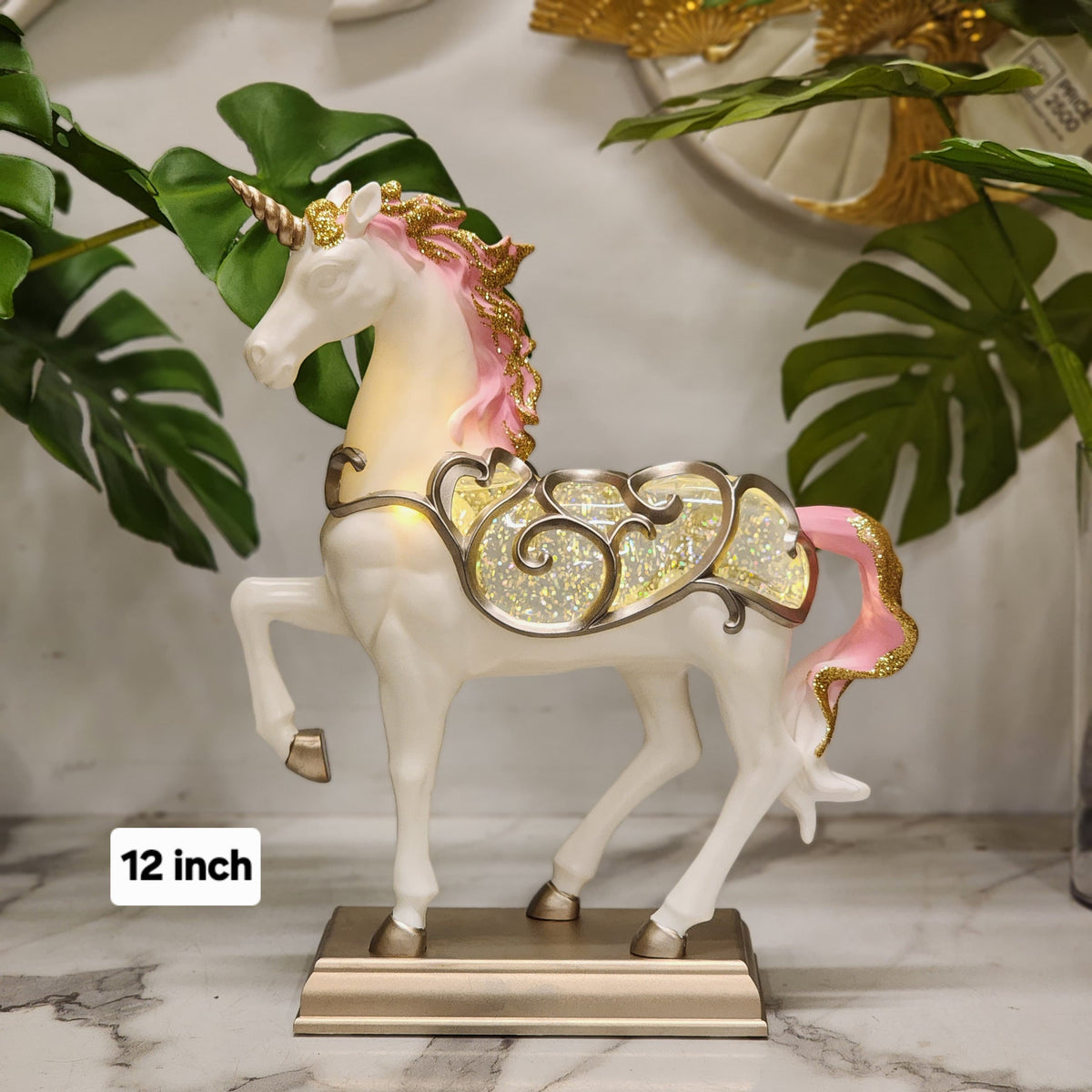 illuminated unicorn statue