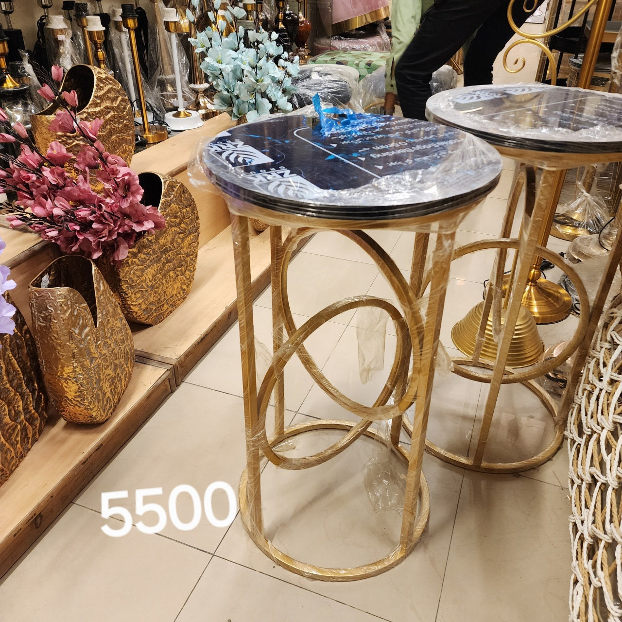 Gold metal nesting side table