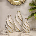 White and Gold Spiral Ceramic Vases