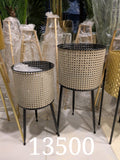 Cane-Weave Metal Planter with a tripod stand
