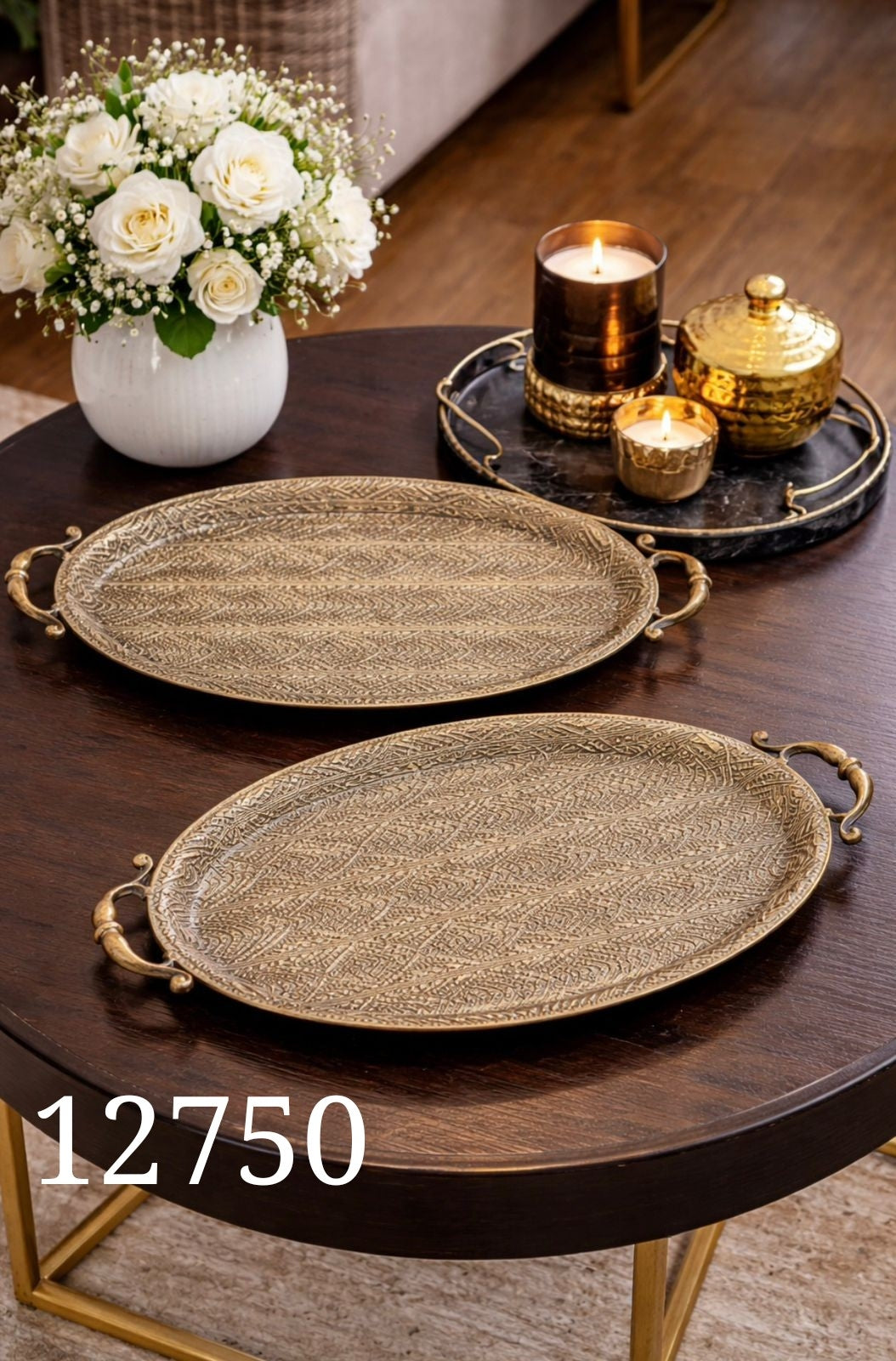 antique brass oval serving trays